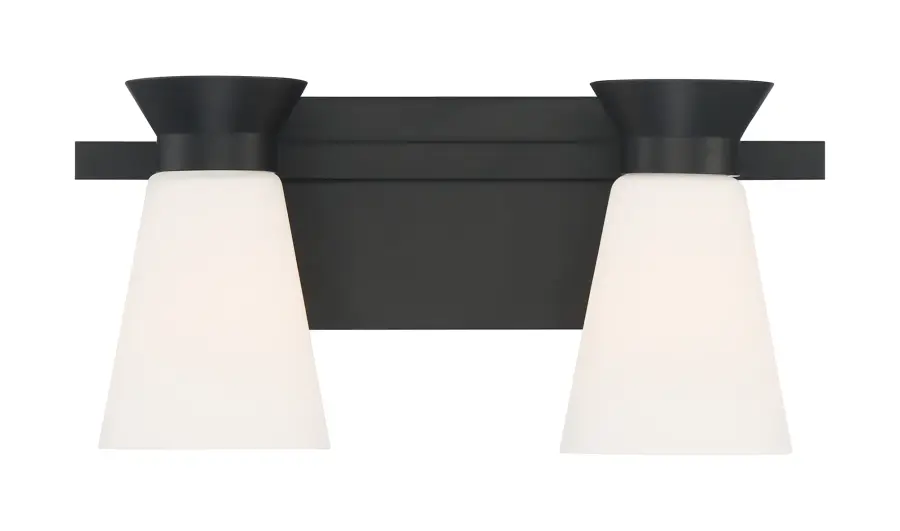 Caleta 2-Light Vanity Fixture in Black with Frosted Glass - Image 3