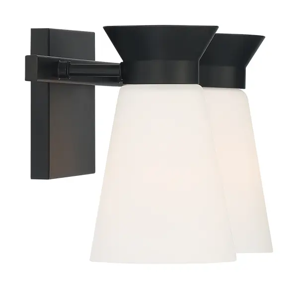 Caleta 2-Light Vanity Fixture in Black with Frosted Glass - Image 4