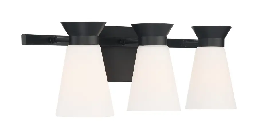 Caleta 3-Light Vanity Fixture in Black with Frosted Glass - Image 2