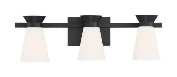 Caleta 3-Light Vanity Fixture in Black with Frosted Glass - Image 3