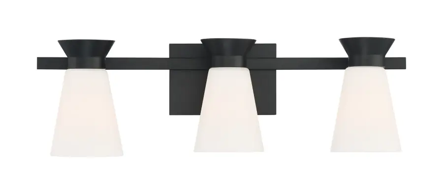 Caleta 3-Light Vanity Fixture in Black with Frosted Glass - Image 3