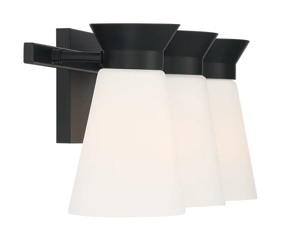 Caleta 3-Light Vanity Fixture in Black with Frosted Glass - Image 4