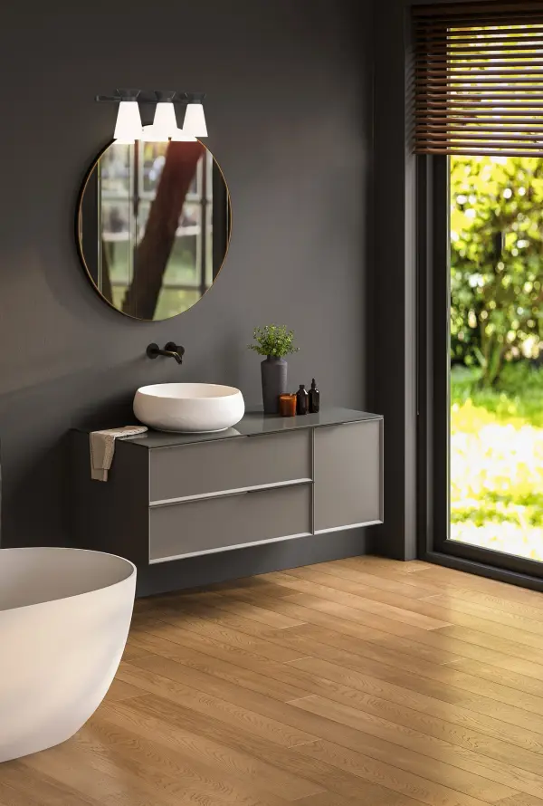 Caleta 3-Light Vanity Fixture in Black with Frosted Glass - Image 6