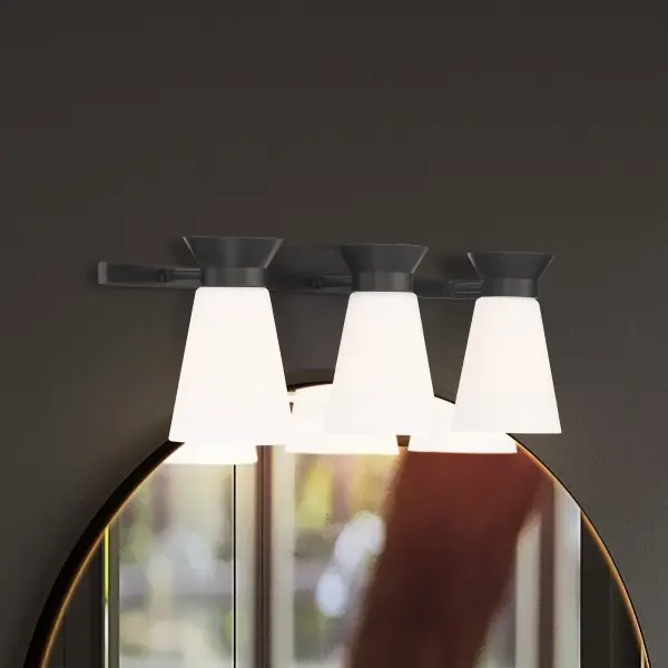 Caleta 3-Light Vanity Fixture in Black with Frosted Glass - Image 7