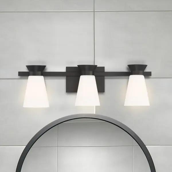 Caleta 3-Light Vanity Fixture in Black with Frosted Glass - Image 9