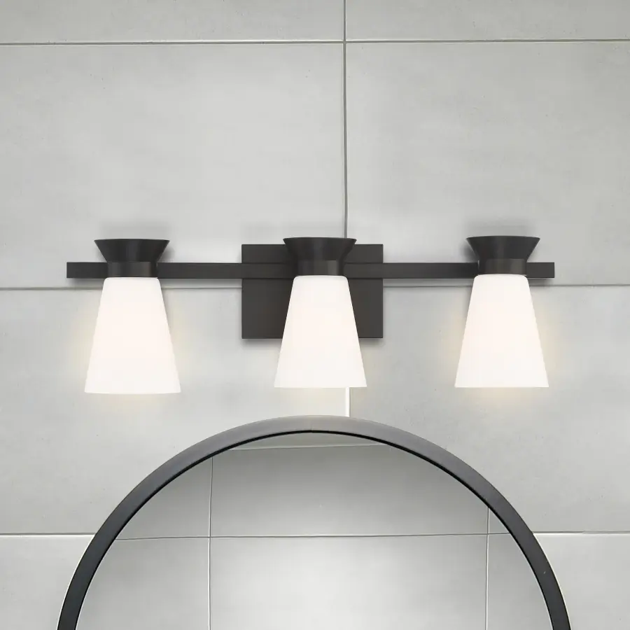 Caleta 3-Light Vanity Fixture in Black with Frosted Glass - Image 9