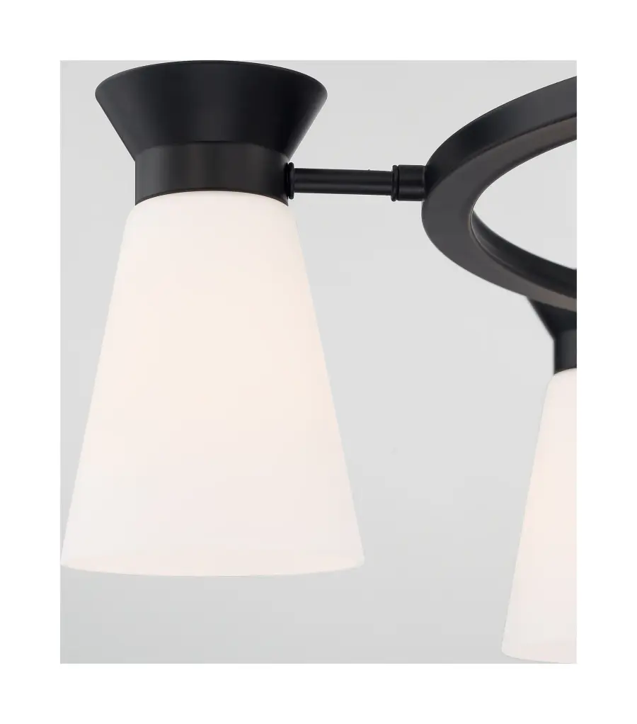 Caleta 5-Light Chandelier in Black with Frosted Glass - Image 3