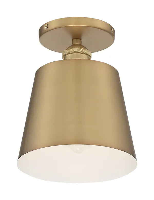 Motif Semi-Flush Mount - 7" Brushed Brass with White Accent - Image 2