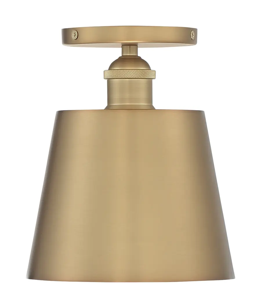Motif Semi-Flush Mount - 7" Brushed Brass with White Accent - Image 3