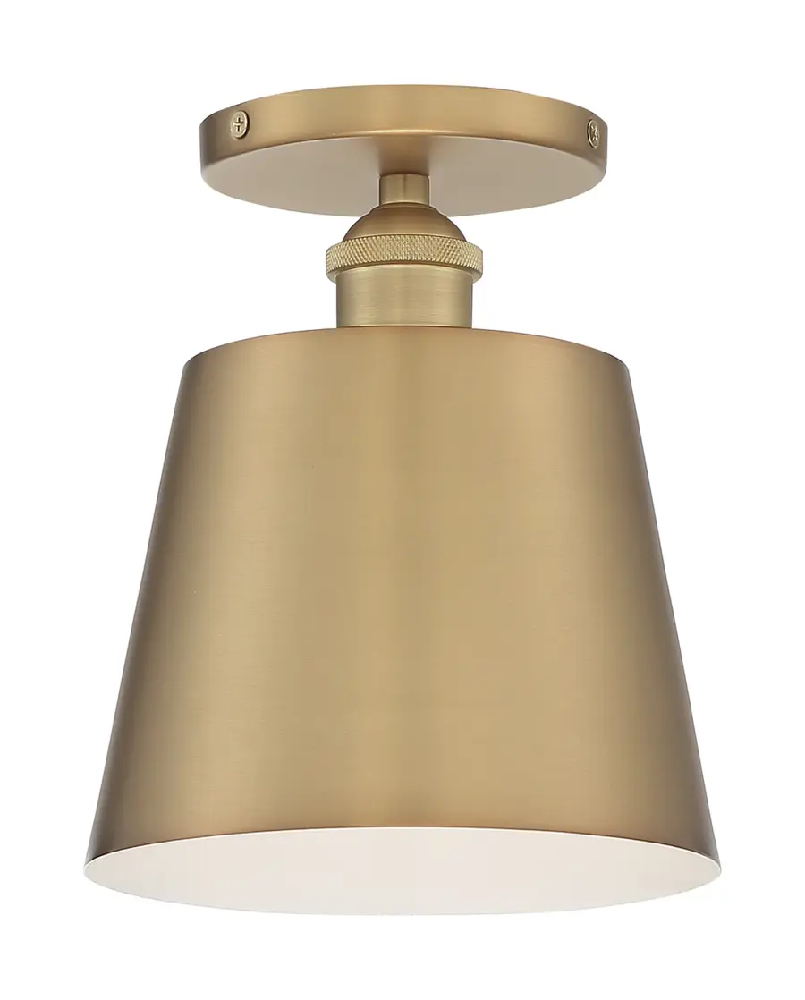 Motif Semi-Flush Mount - 7" Brushed Brass with White Accent - Image 4