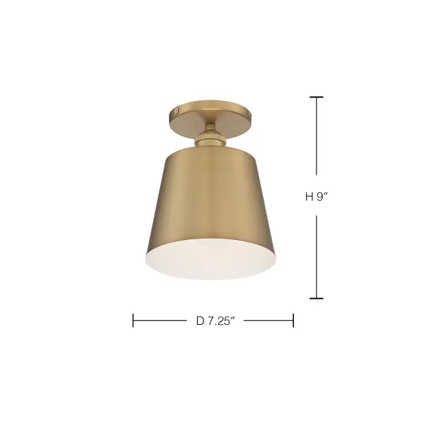 Motif Semi-Flush Mount - 7" Brushed Brass with White Accent - Image 5