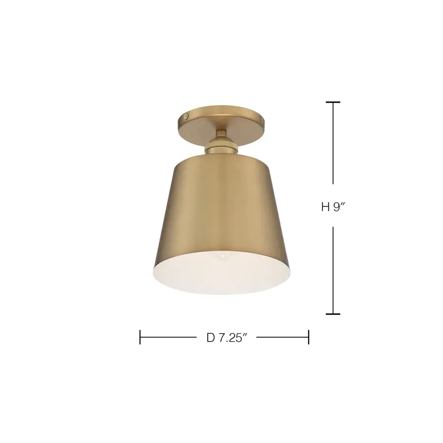 Motif Semi-Flush Mount - 7" Brushed Brass with White Accent - Image 5