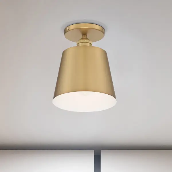 Motif Semi-Flush Mount - 7" Brushed Brass with White Accent - Image 7