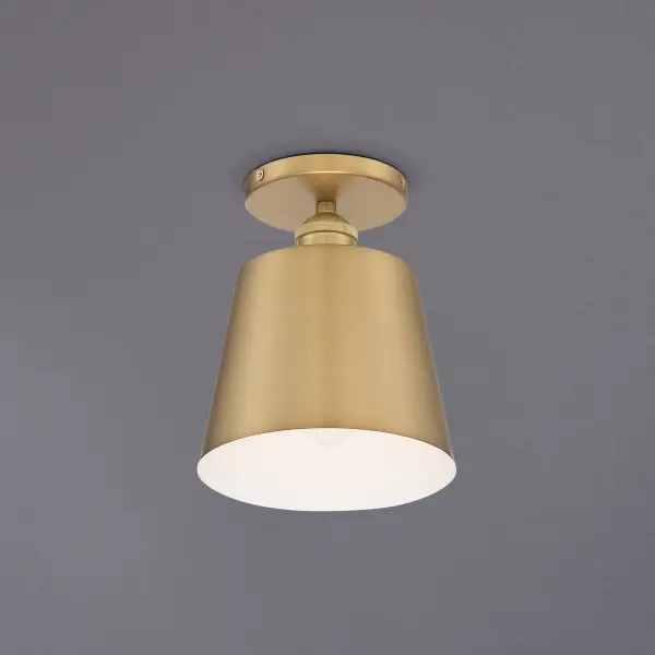 Motif Semi-Flush Mount - 7" Brushed Brass with White Accent - Image 9