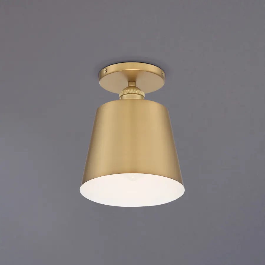 Motif Semi-Flush Mount - 7" Brushed Brass with White Accent - Image 9