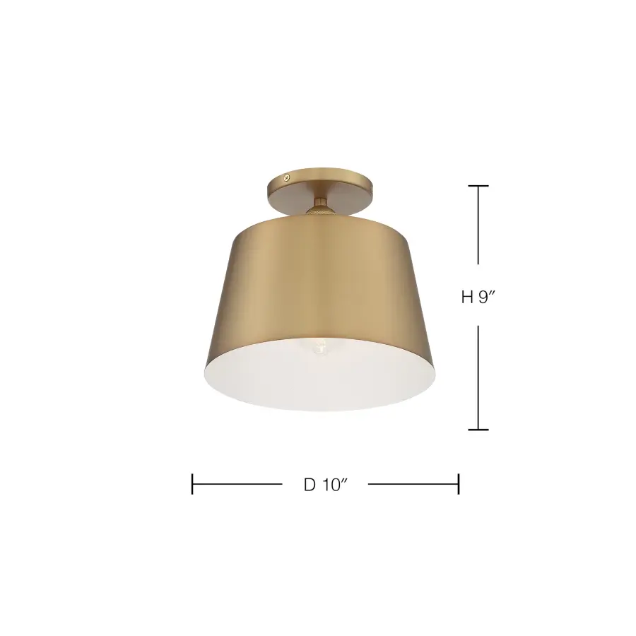 Motif 10" Semi-Flush Mount in Brushed Brass - Image 5