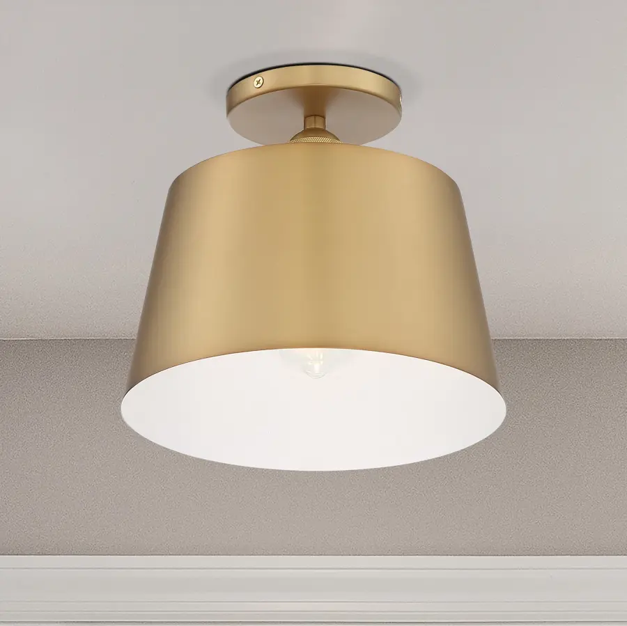Motif 10" Semi-Flush Mount in Brushed Brass - Image 9