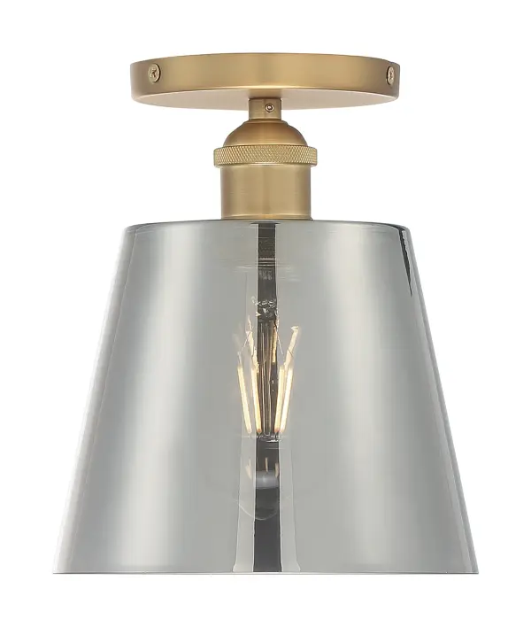 Motif Semi-Flush Mount - 7" Brushed Brass with Smoked Glass - Image 3