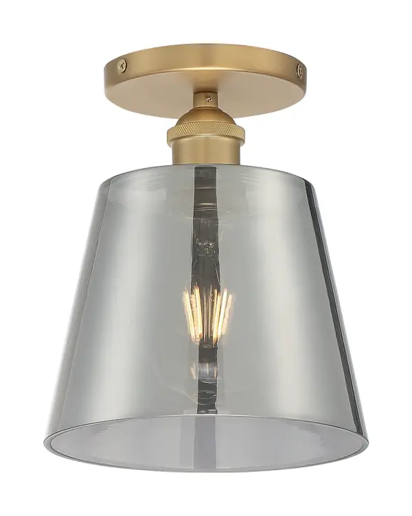 Motif Semi-Flush Mount - 7" Brushed Brass with Smoked Glass - Image 4
