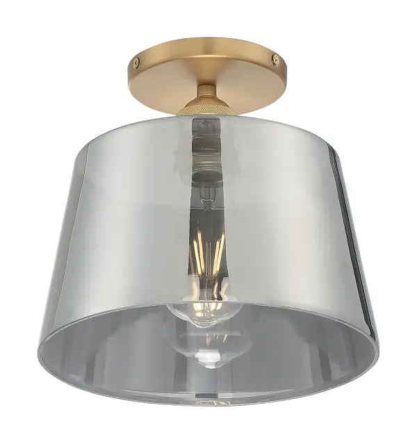 Motif 10" Semi-Flush Mount in Brushed Brass with Smoked Glass - Image 2