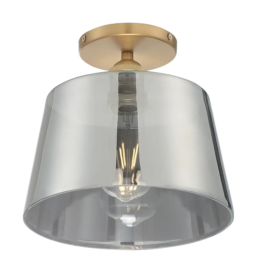 Motif 10" Semi-Flush Mount in Brushed Brass with Smoked Glass - Image 2