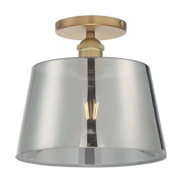 Motif 10" Semi-Flush Mount in Brushed Brass with Smoked Glass - Image 4