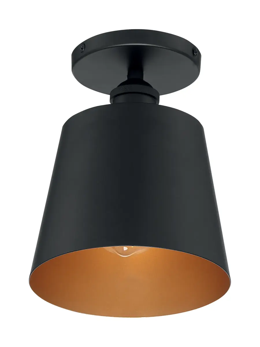 Motif 1-Light Semi-Flush Mount in Black with Gold Accent - Image 1