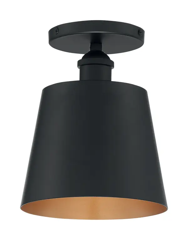 Motif 1-Light Semi-Flush Mount in Black with Gold Accent - Image 4