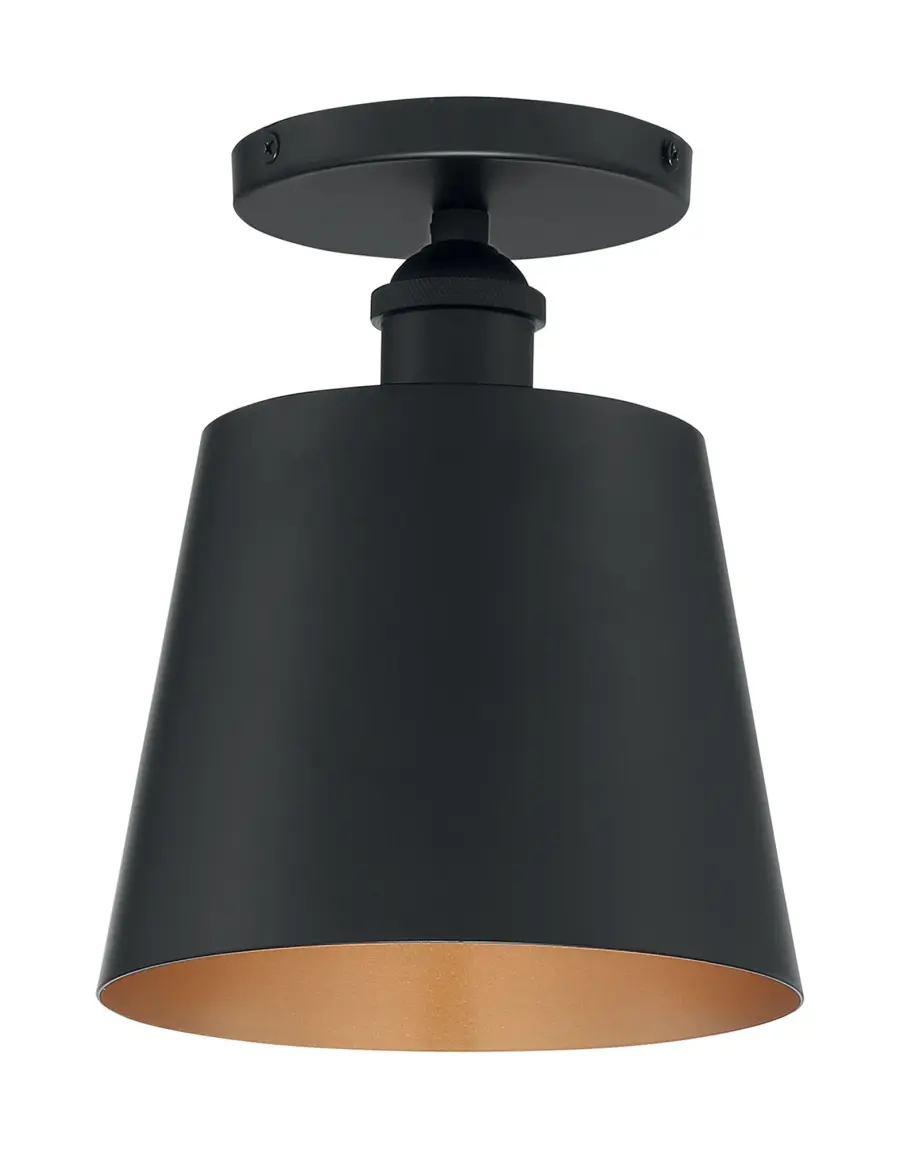 Motif 1-Light Semi-Flush Mount in Black with Gold Accent - Image 4