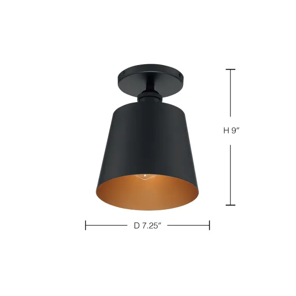 Motif 1-Light Semi-Flush Mount in Black with Gold Accent - Image 5