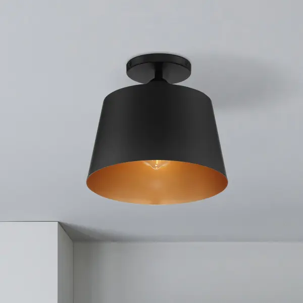 Motif 1-Light Semi-Flush Mount in Black with Gold Accent - Image 7