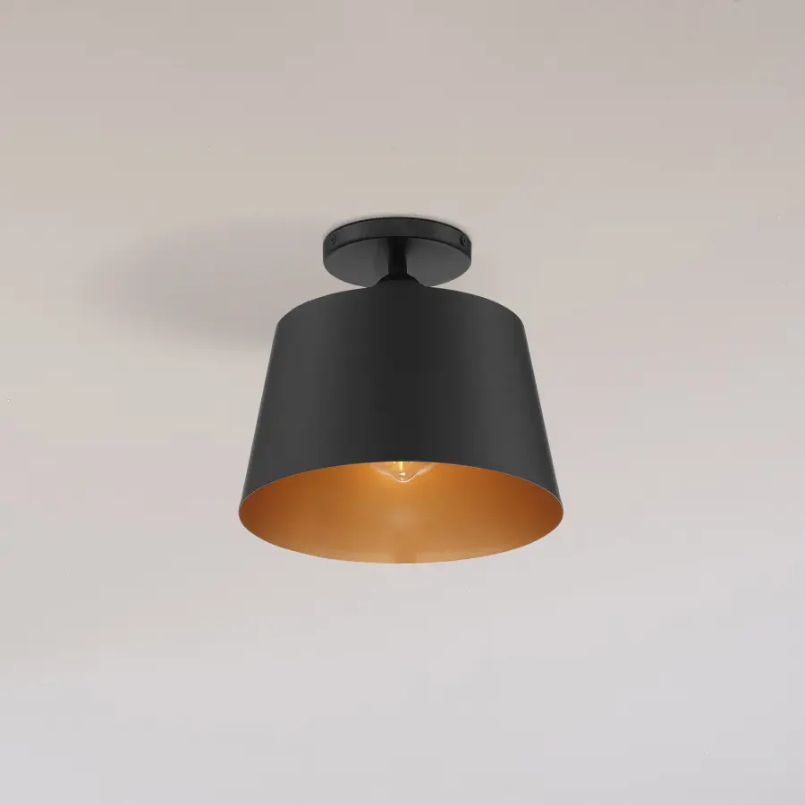 Motif 1-Light Semi-Flush Mount in Black with Gold Accent - Image 9