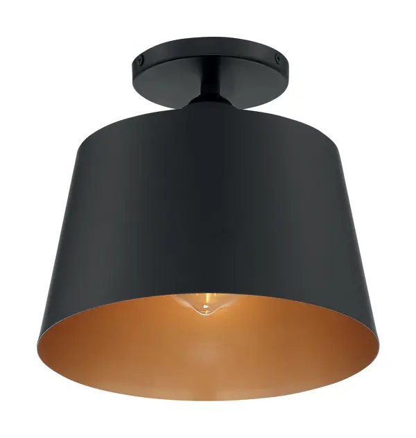 Motif Semi-Flush Mount - 10 inch Black with Gold Interior - Image 2