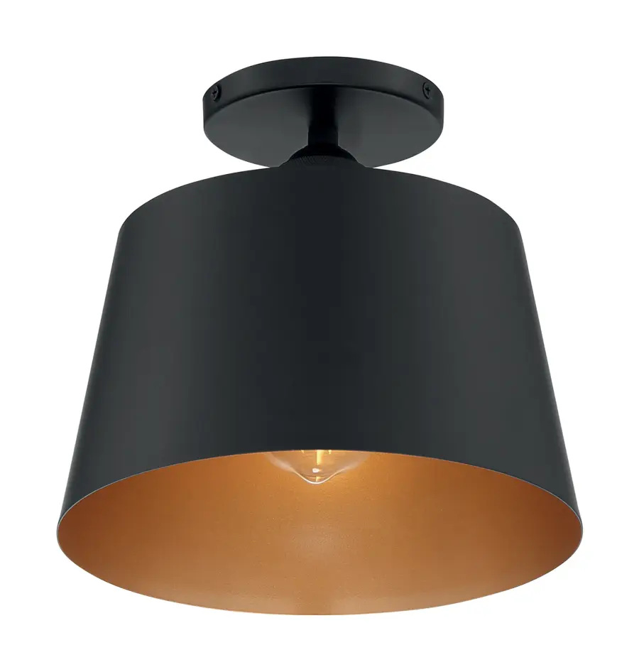 Motif Semi-Flush Mount - 10 inch Black with Gold Interior - Image 2