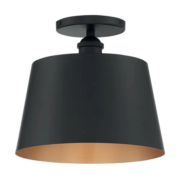 Motif Semi-Flush Mount - 10 inch Black with Gold Interior - Image 4