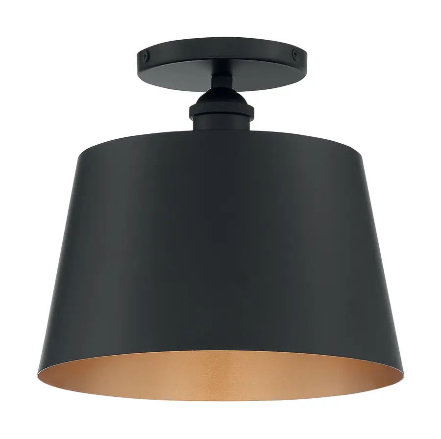 Motif Semi-Flush Mount - 10 inch Black with Gold Interior - Image 4