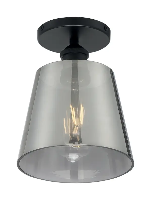 Motif Semi-Flush Mount - 7" Black with Smoked Glass - Image 1