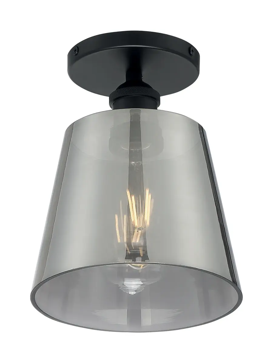 Motif Semi-Flush Mount - 7" Black with Smoked Glass - Image 1