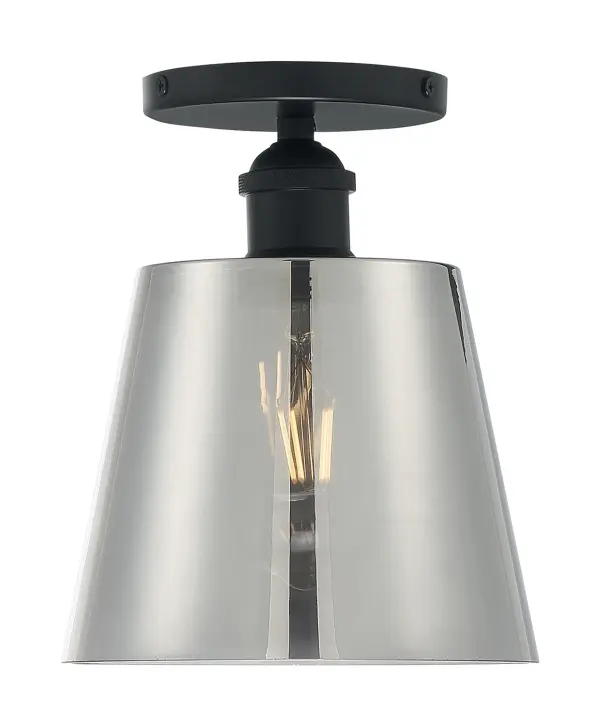 Motif Semi-Flush Mount - 7" Black with Smoked Glass - Image 3