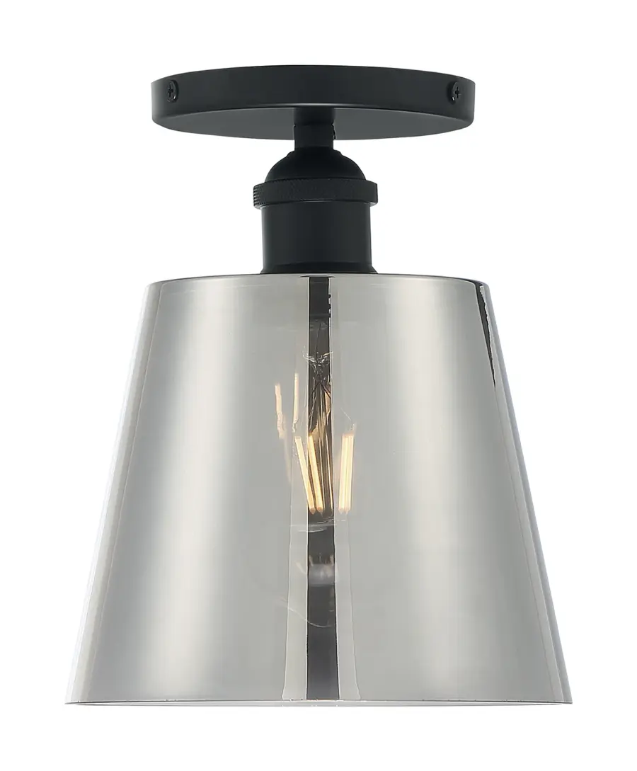 Motif Semi-Flush Mount - 7" Black with Smoked Glass - Image 3