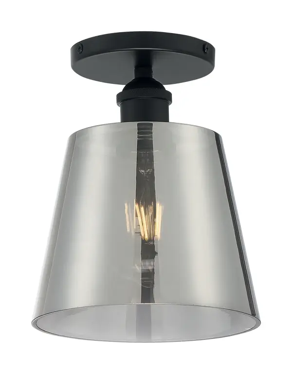 Motif Semi-Flush Mount - 7" Black with Smoked Glass - Image 4