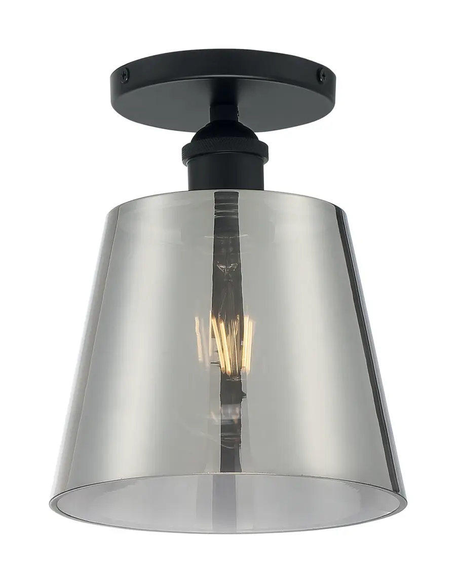 Motif Semi-Flush Mount - 7" Black with Smoked Glass - Image 4