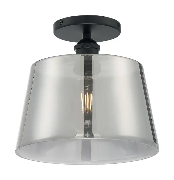 Motif Semi-Flush Mount - 10" Black with Smoked Glass - Image 2