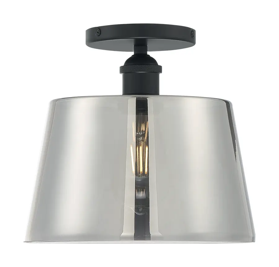 Motif Semi-Flush Mount - 10" Black with Smoked Glass - Image 4