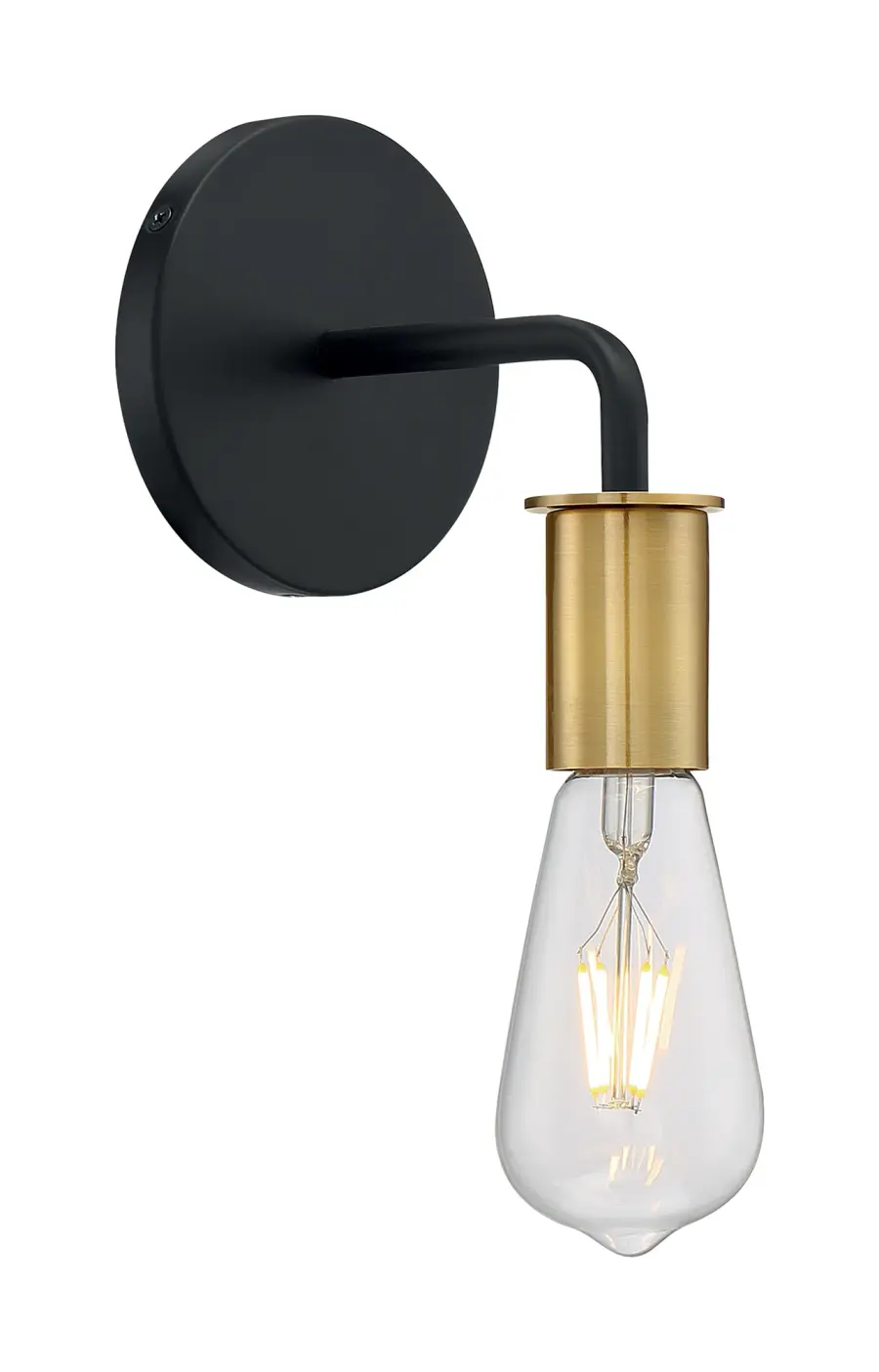 Ryder 1-Light Wall Sconce in Black with Brushed Brass - Image 2