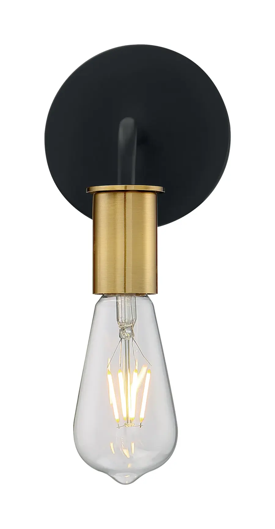 Ryder 1-Light Wall Sconce in Black with Brushed Brass - Image 3