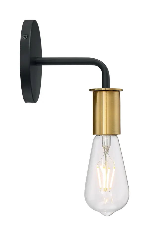 Ryder 1-Light Wall Sconce in Black with Brushed Brass - Image 4