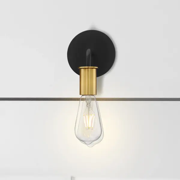 Ryder 1-Light Wall Sconce in Black with Brushed Brass - Image 7