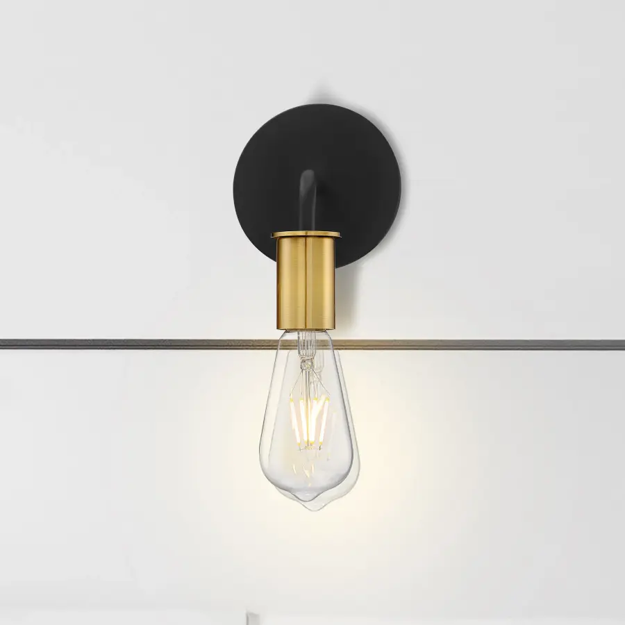 Ryder 1-Light Wall Sconce in Black with Brushed Brass - Image 7