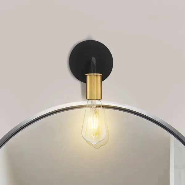 Ryder 1-Light Wall Sconce in Black with Brushed Brass - Image 9